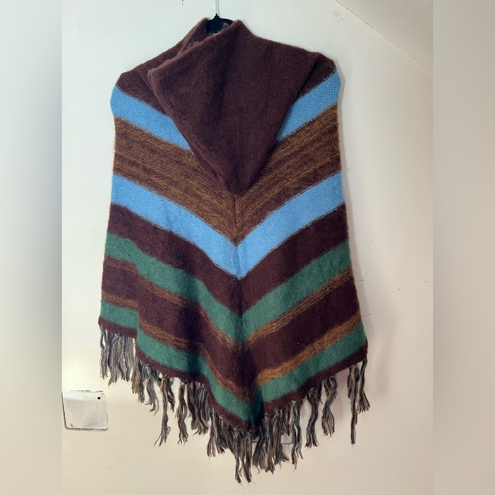 Free People Striped Turtleneck Poncho in Forest Combo. OS - Picture 3 of 6